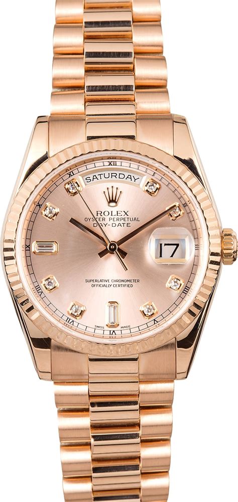 day date rose gold rolex|rolex day date 36 18 ct.